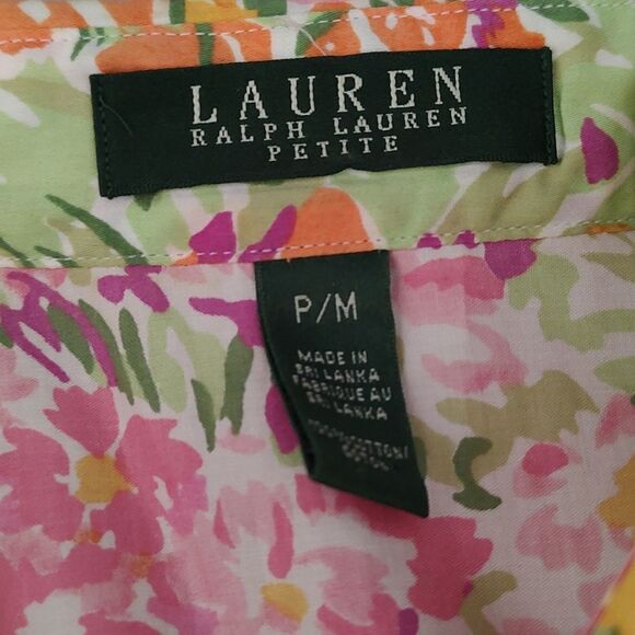 Lauren Ralph Lauren Petite  abstract print long sleeve button down shirt  Sz MP - Picture 4 of 4